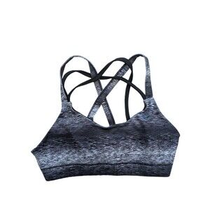 Champion Sports Bra Women’s S Gray Padded Patterned Athletic Cross Back